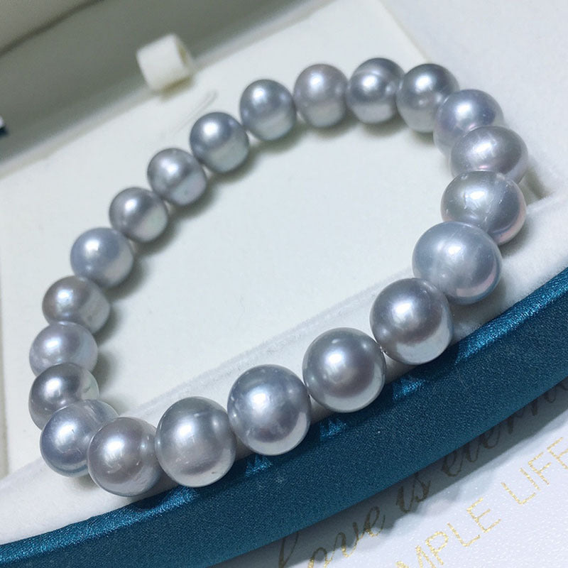 Elegant Vintage Grey Pearl Jewelry Set - 9-10mm Freshwater Cultured Pearl 5 Piece Set